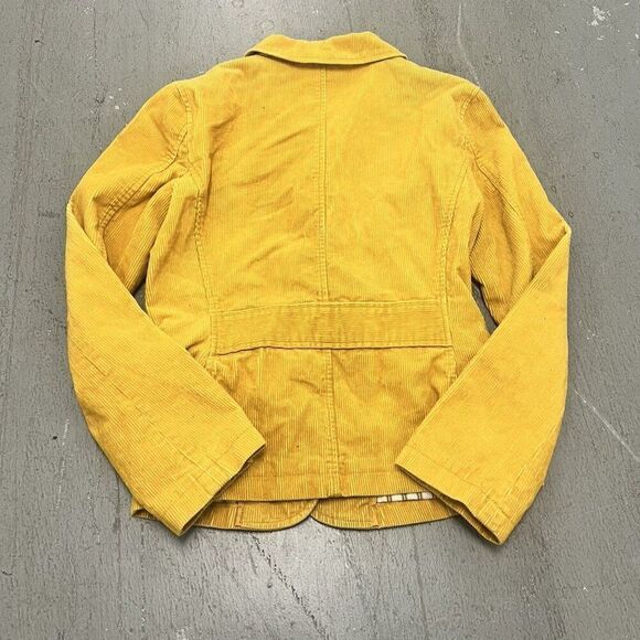 Gap BLAZER Women MUSTARD YELLOW GOLD Corduroy LINED 3-Button ACADEMIA Preppy - Picture 2 of 3